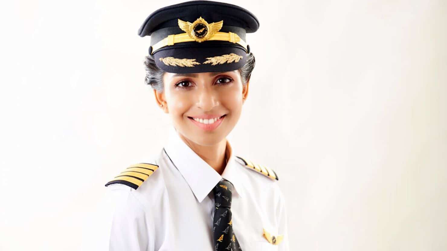Anny Divya, youngest woman to command a Boeing 777, in uniform.